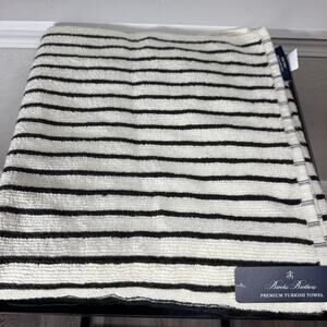 Brooks Brothers 1 Turkish Bath Towel Cream Brown Striped NEW